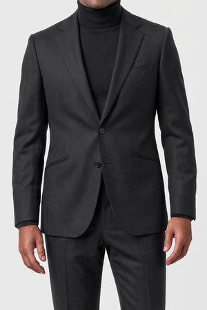 English Herringbone Suit — Medium Gray