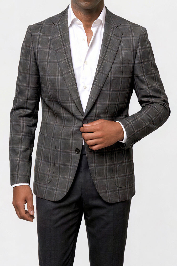 Bold Check 130s Blazer — Gray