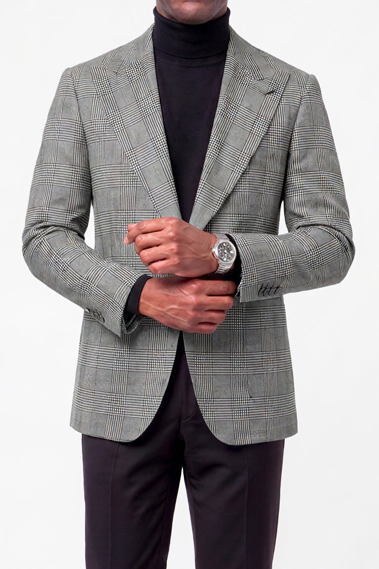 Macro Glen Plaid Blazer — Black & White