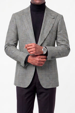 Macro Glen Plaid Blazer — Black & White