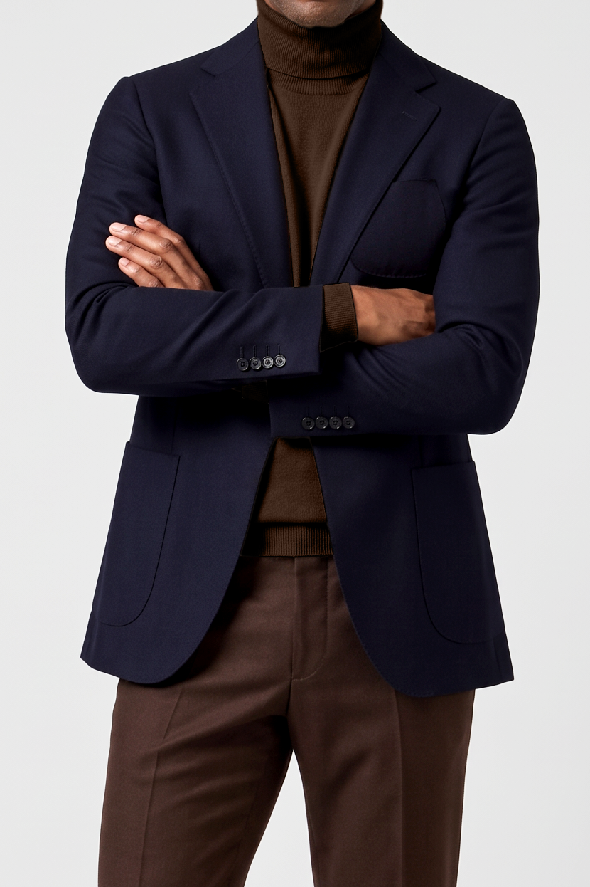 Italian Hopsack Blazer — Midnight Navy
