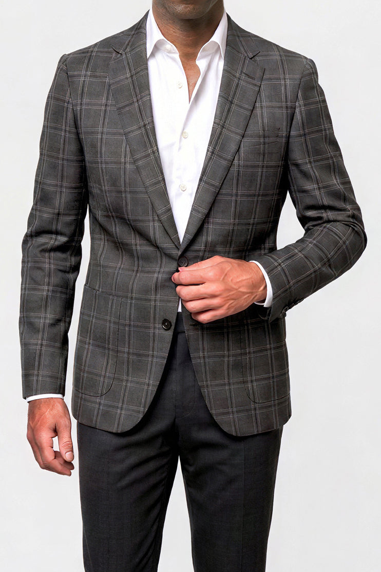 Bold Check 130s Blazer — Gray
