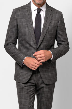 Bold Check 130s Suit — Gray