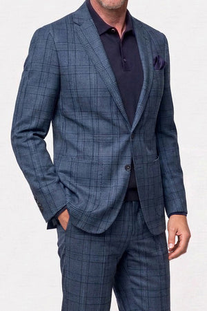 Italian Tonal Glen Plaid — Steel Blue
