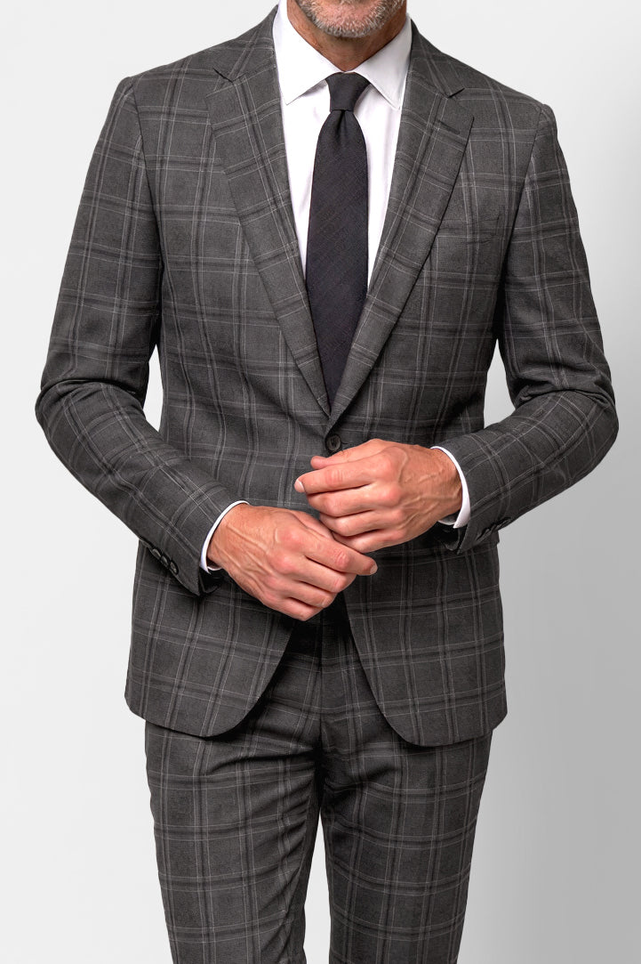 Bold Check 130s Suit — Gray