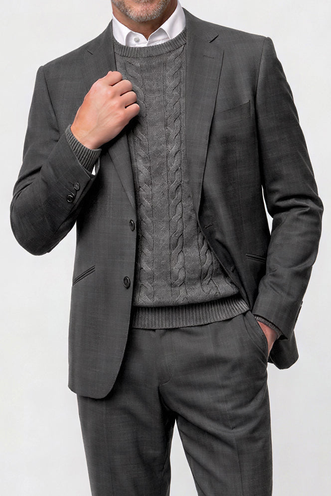 Solid Plain Weave Suit — Medium Gray