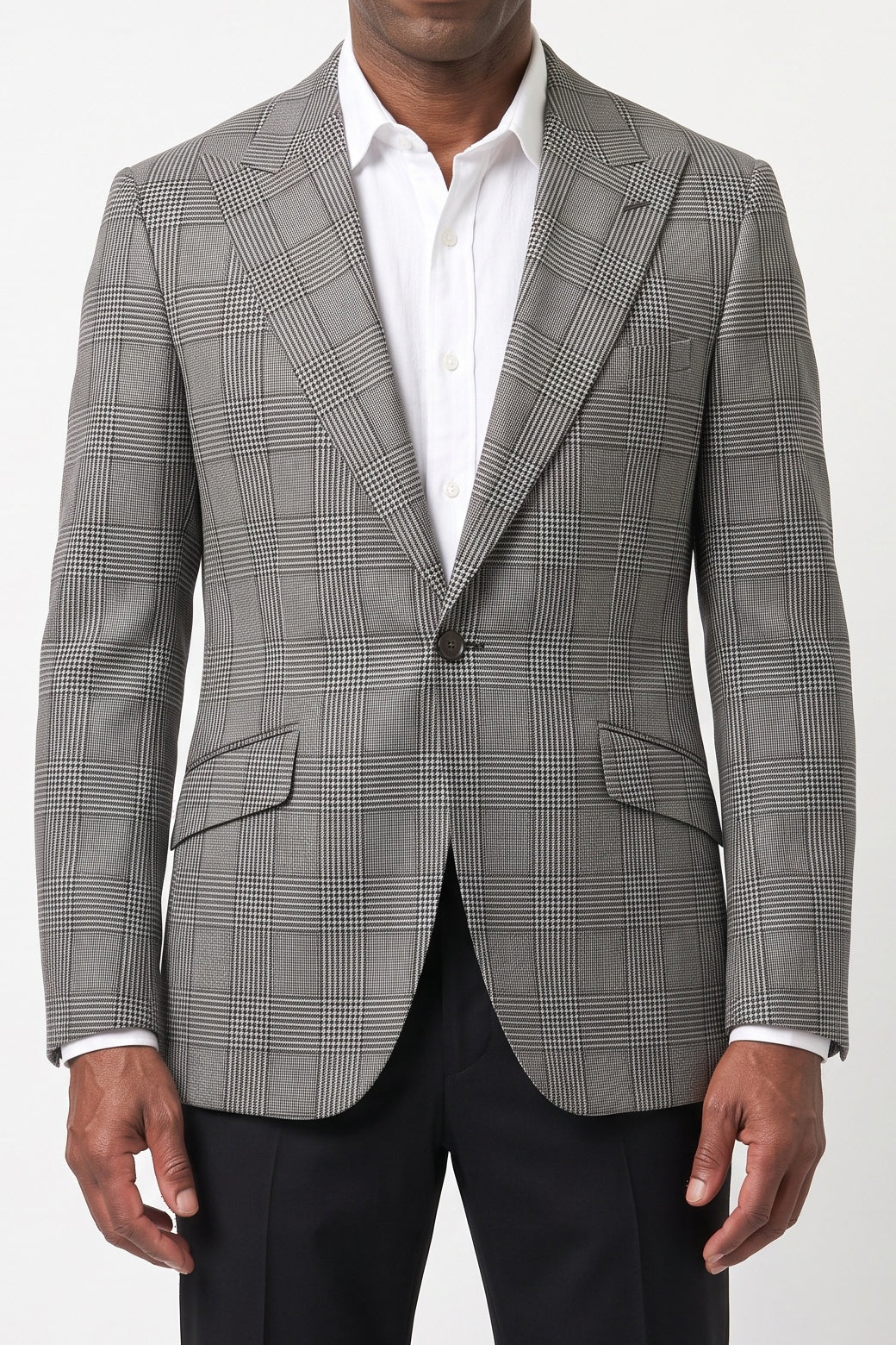 Macro Glen Plaid Blazer — Black & White