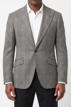 Macro Glen Plaid Blazer — Black & White