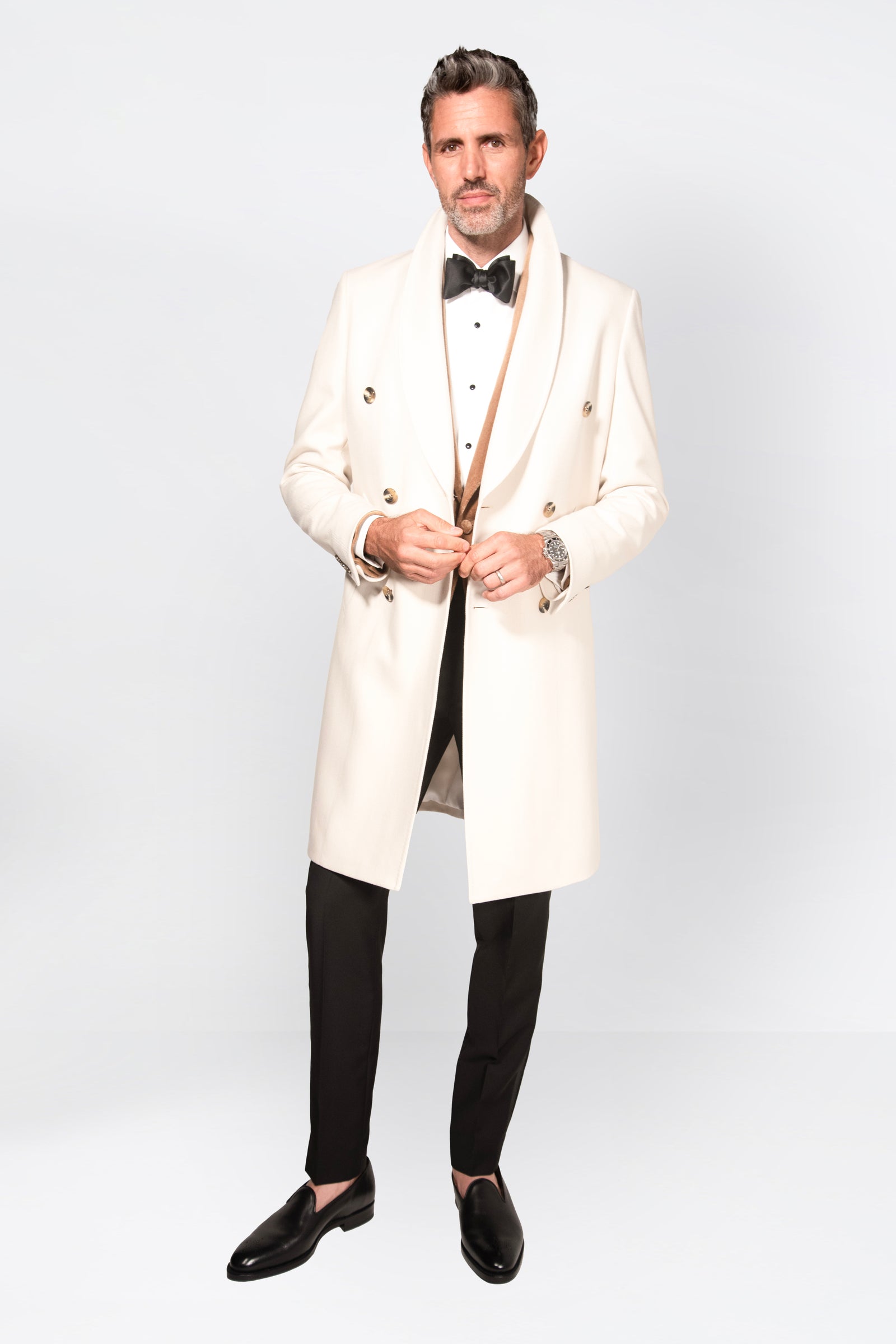 English Herringbone Wool & Cashmere Overcoat