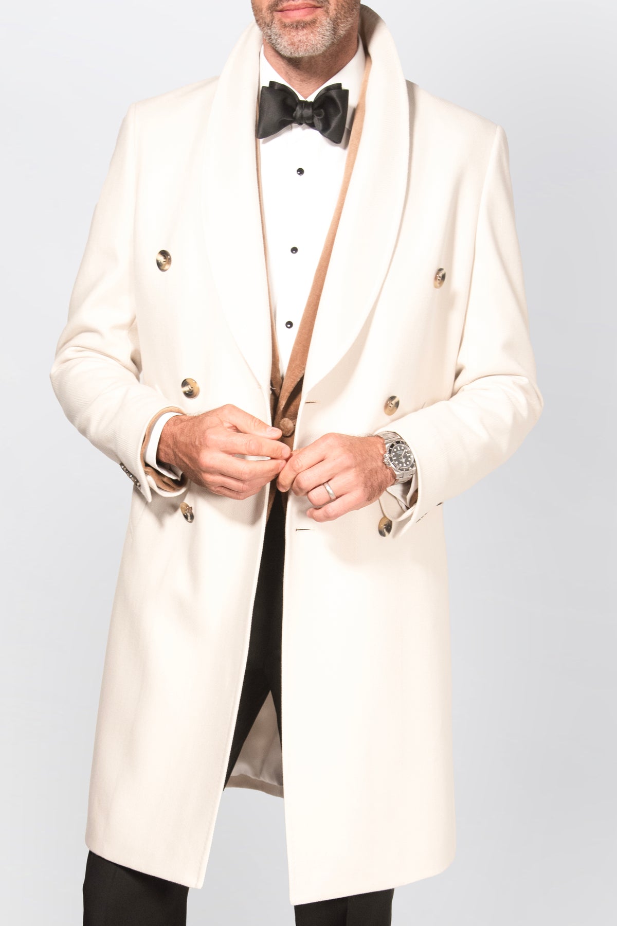 English Herringbone Wool & Cashmere Overcoat