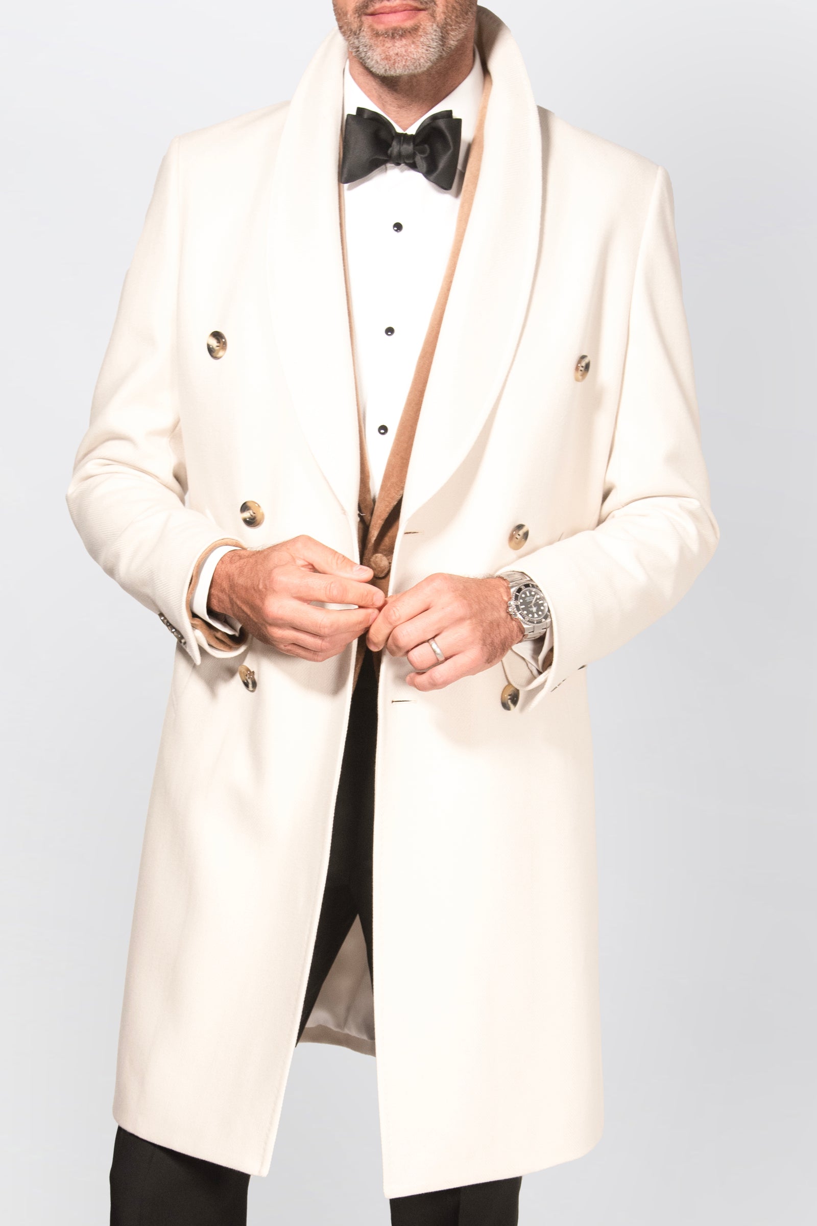 English Herringbone Wool & Cashmere Overcoat