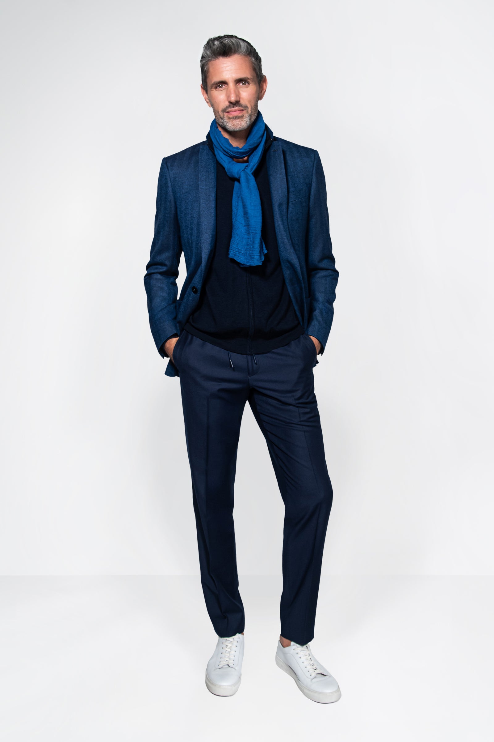 Navy Stretch Dress Jogger Pants