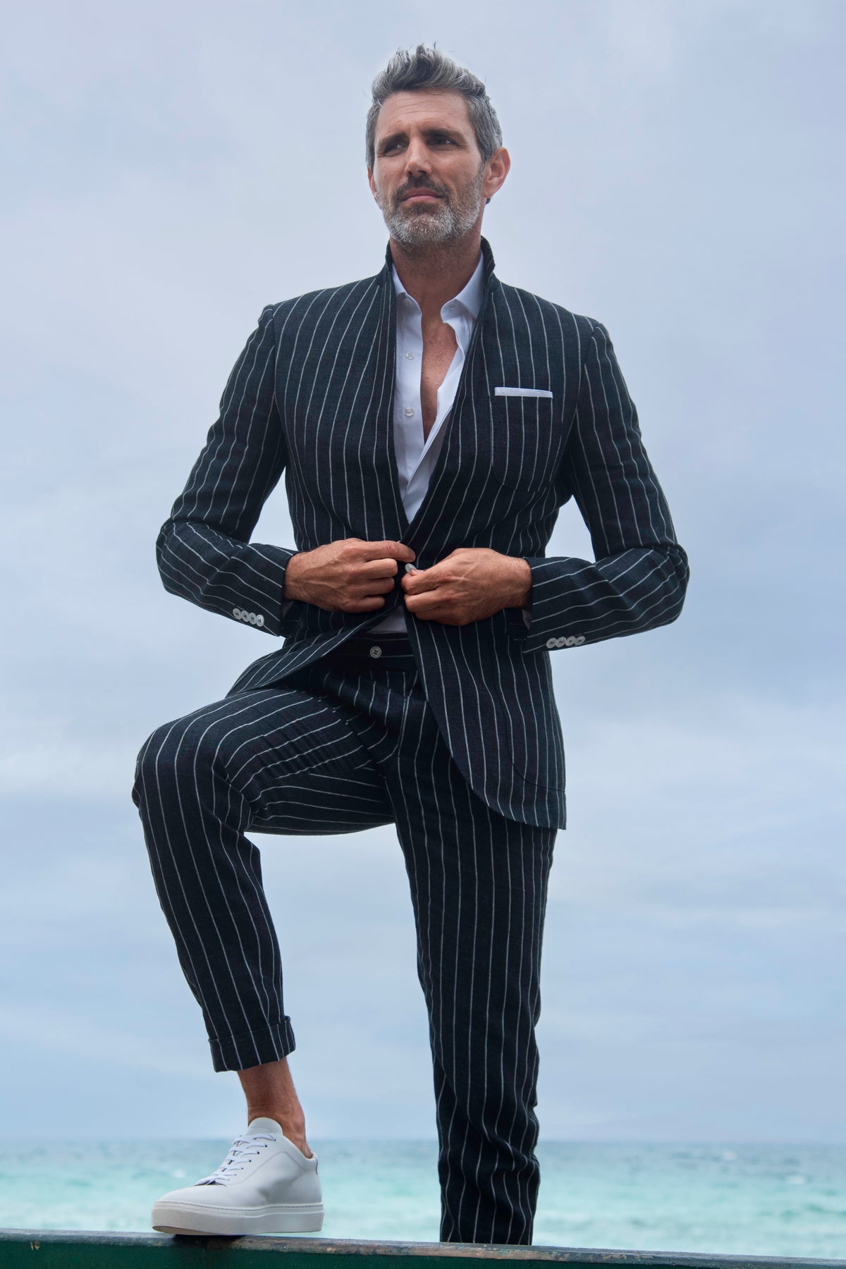 Pinstripe Linen Suit