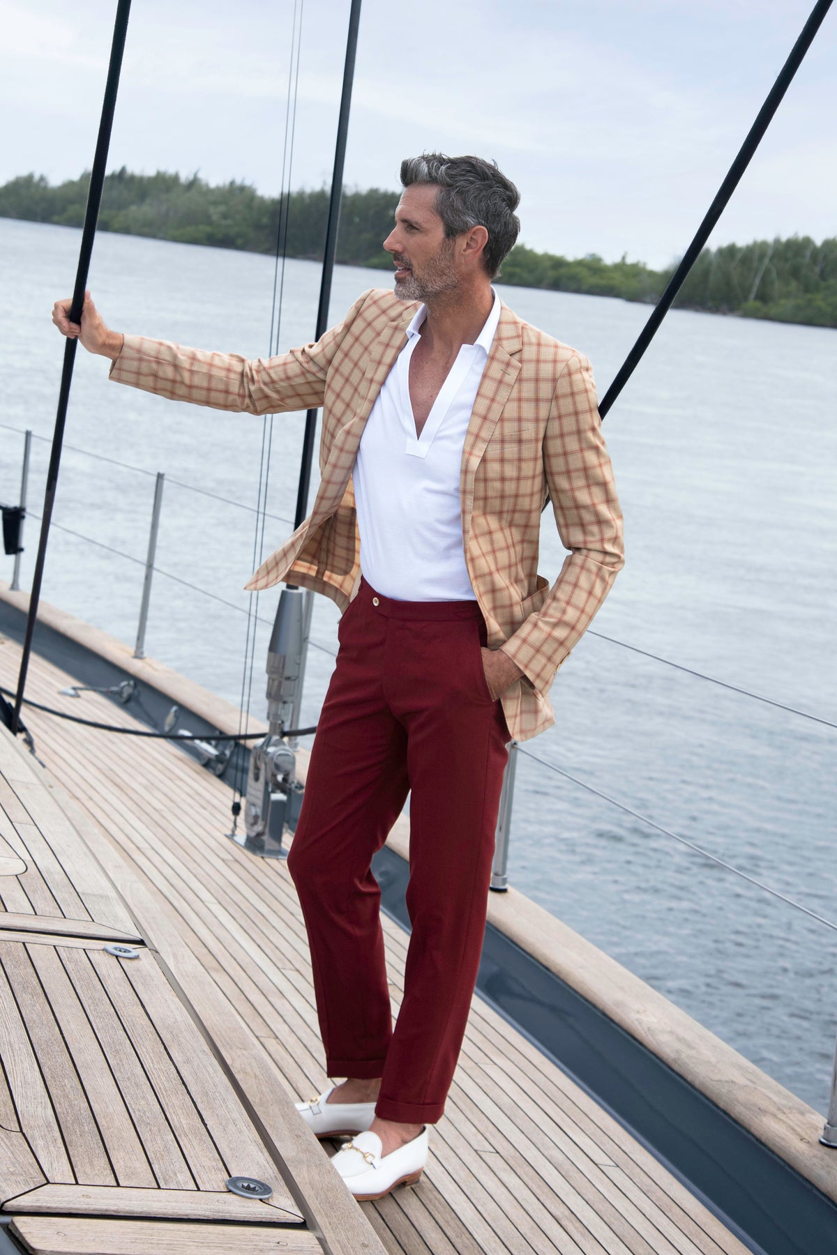 White Pique V-Neck Shirt