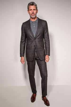 Wool / Silk / Cashmere / Linen Tonal Windowpane 3pc Suit