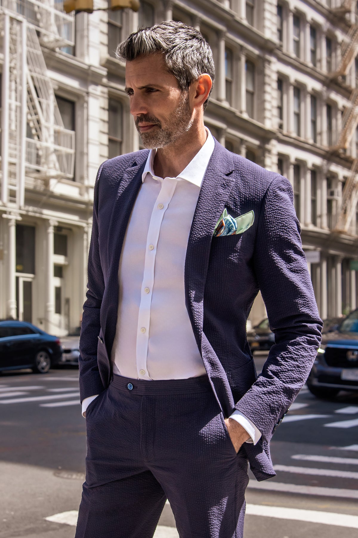 Solbiati Seersucker Suit - Navy