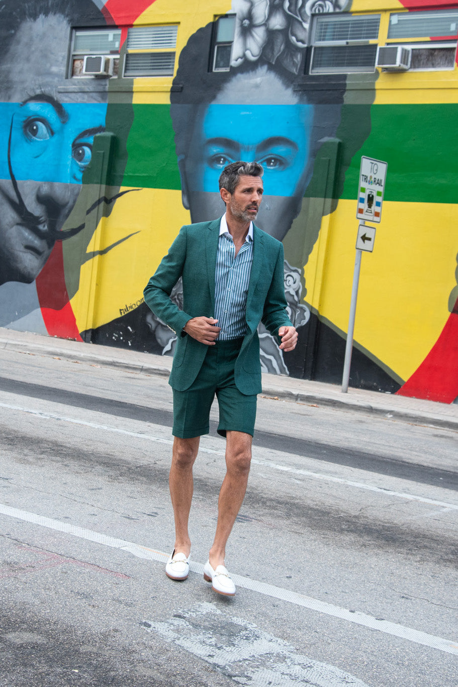 Summer Wool / Silk / Linen Suit - Green