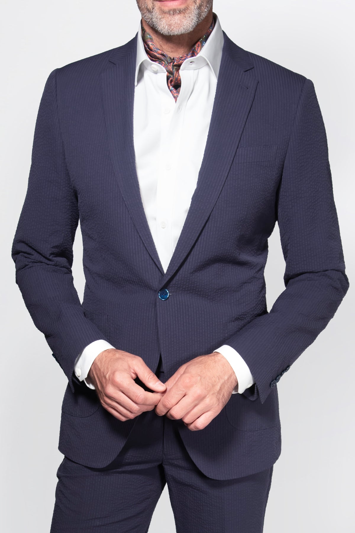 Solbiati Seersucker Suit - Navy