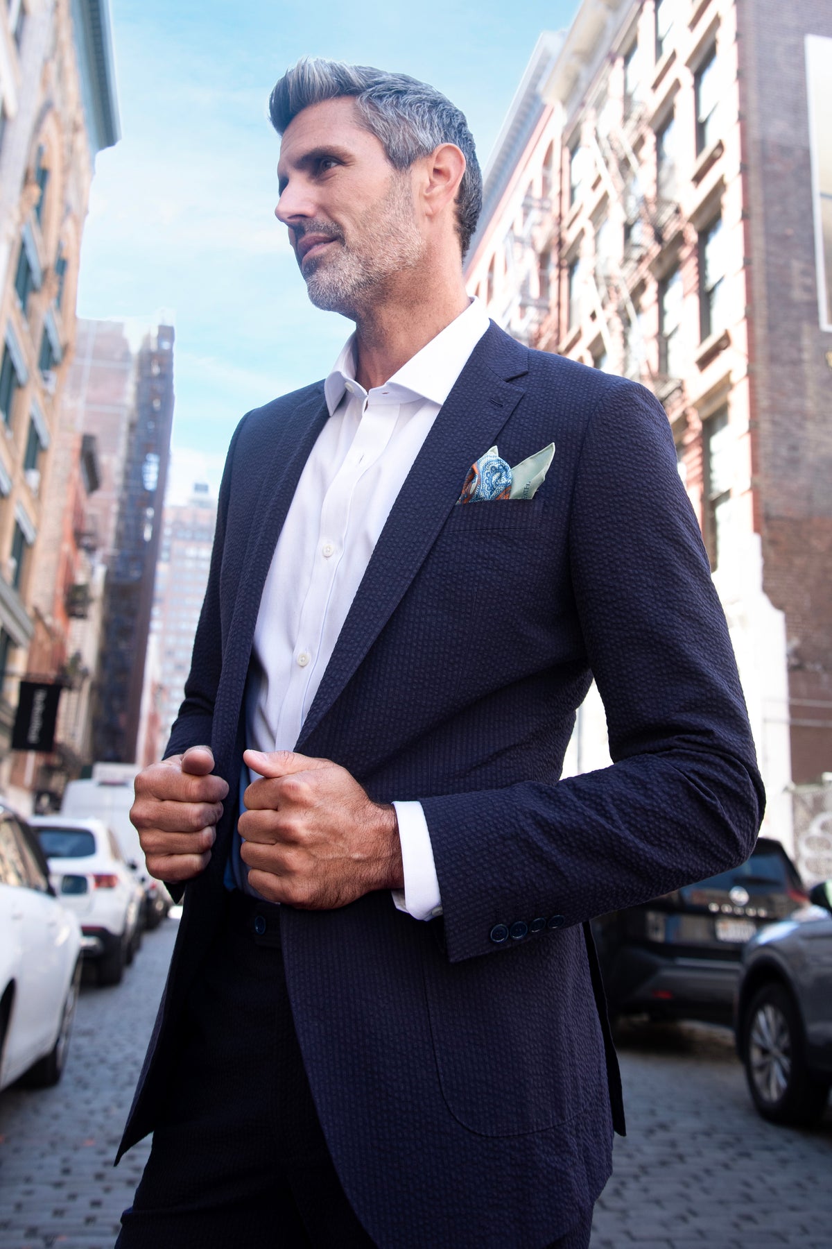 Solbiati Seersucker Suit - Navy