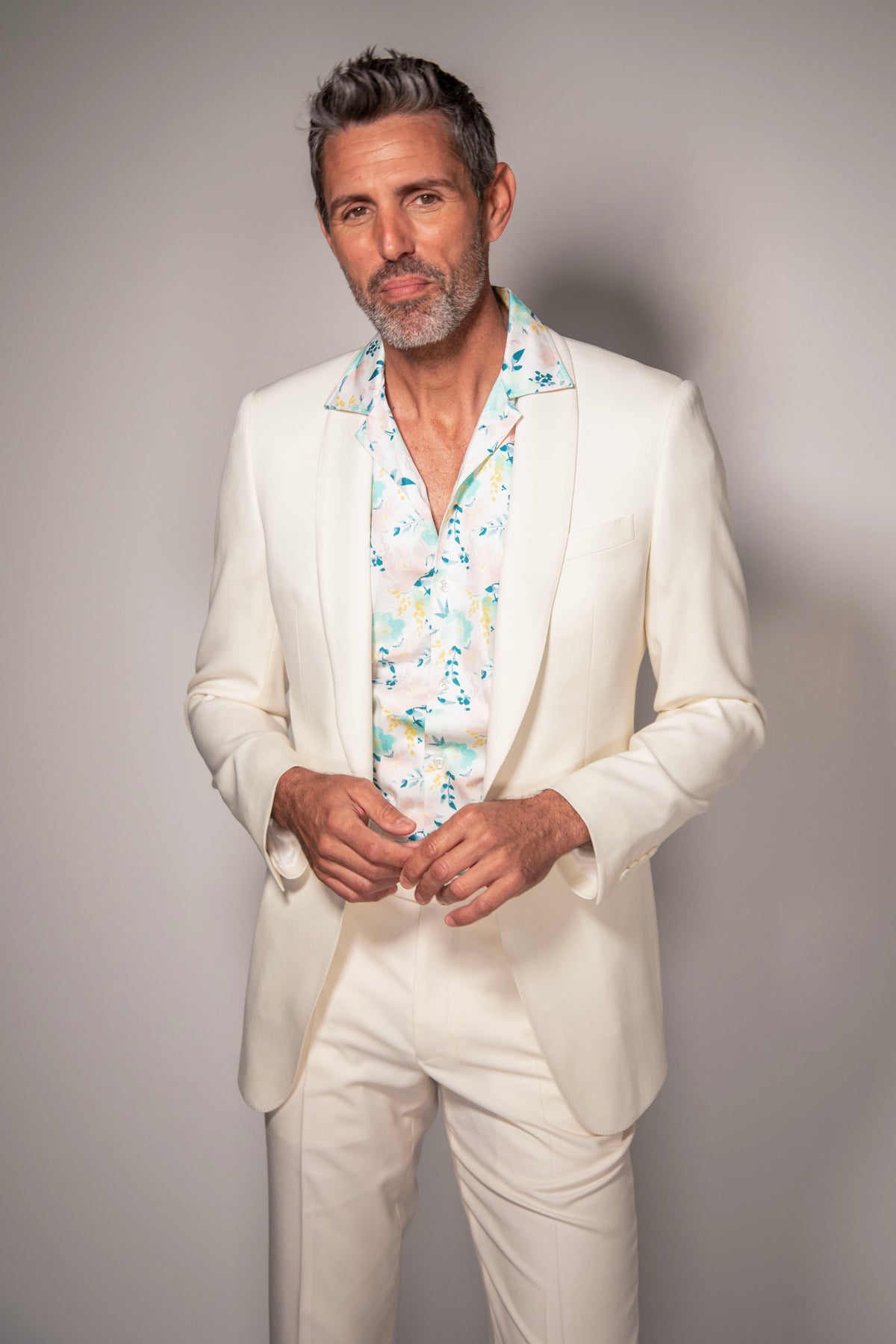 Pastel Water Garden Camp Collar Short Sleeve Shirt