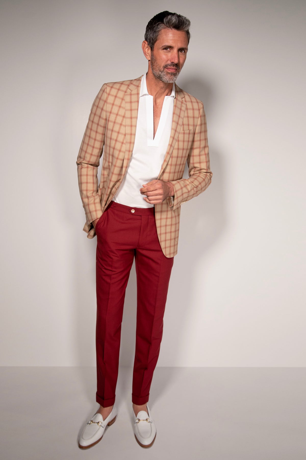 White Pique V-Neck Shirt