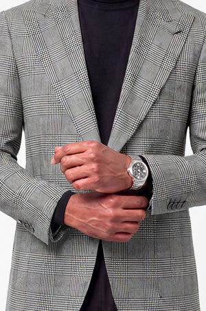 Macro Glen Plaid Blazer — Black & White