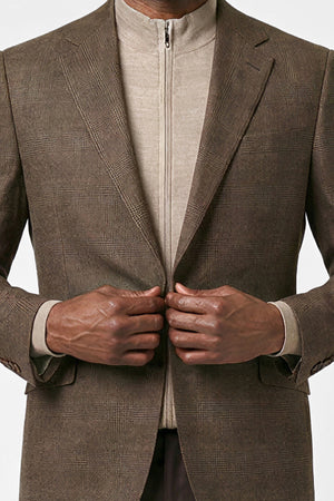 Dugdale Tropical Breeze Glencheck Blazer — Medium Brown