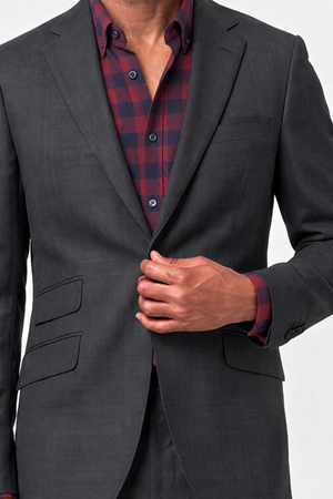 Solid Fine Textured Weave Suit — Medium Gray
