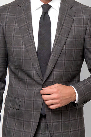 Bold Check 130s Suit — Gray