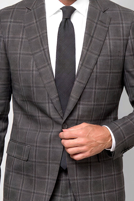 Bold Check 130s Suit — Gray