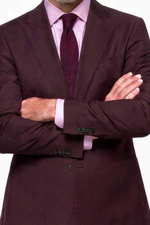 English Solid Mohair Suit — Burgundy