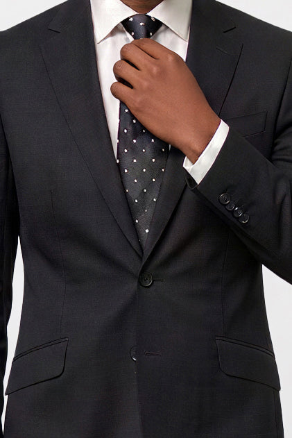 Solid Plain Weave Suit — Black