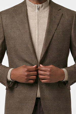 Dugdale Tropical Breeze Glencheck Blazer — Medium Brown