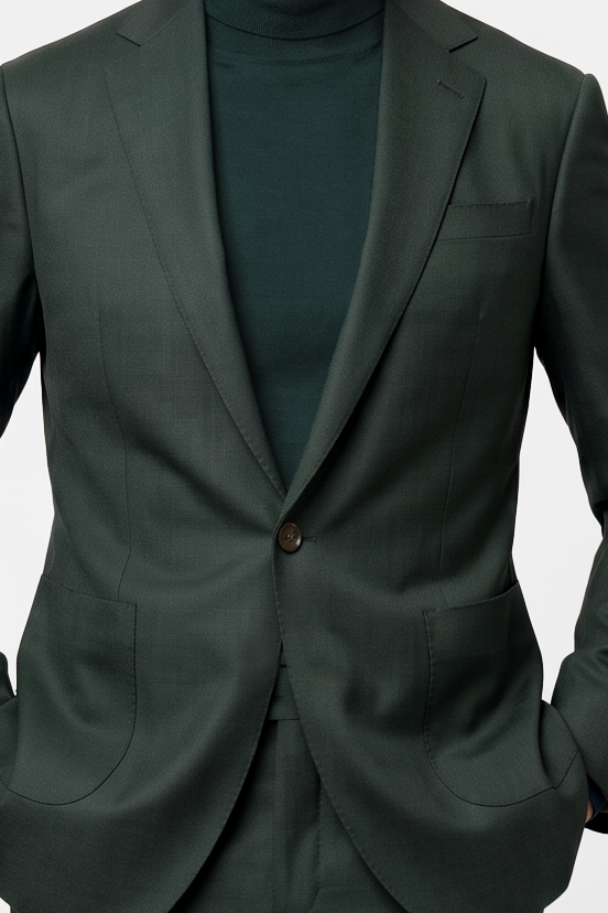 Dugdale English Earth Tone Cool Wool Suit — Forest Green