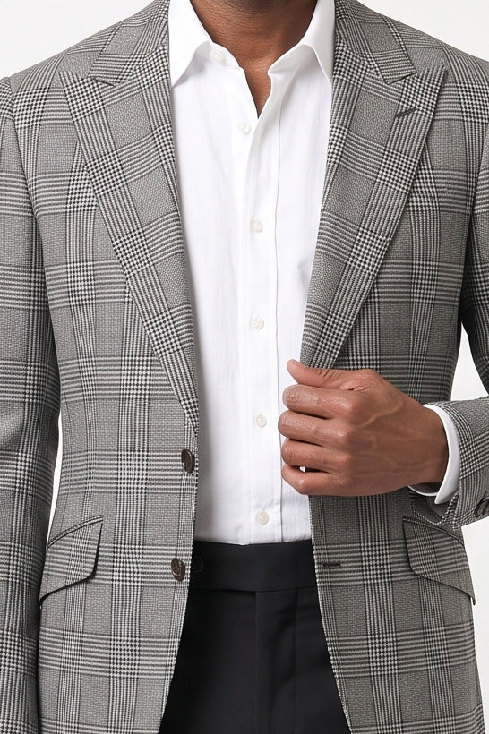 Macro Glen Plaid Blazer — Black & White