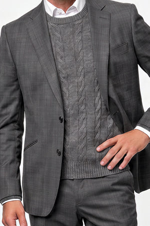 Solid Plain Weave Suit — Medium Gray