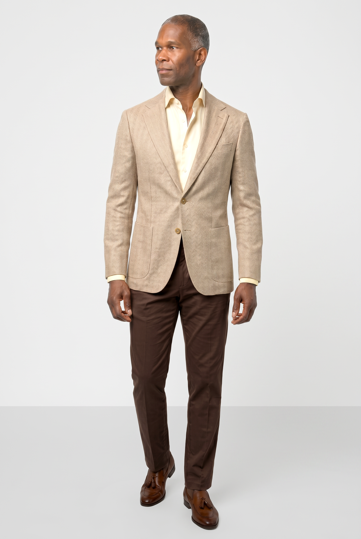 Solbiati Linen Herringbone Blazer - Light Tan