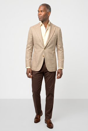 Solbiati Linen Herringbone Blazer - Light Tan