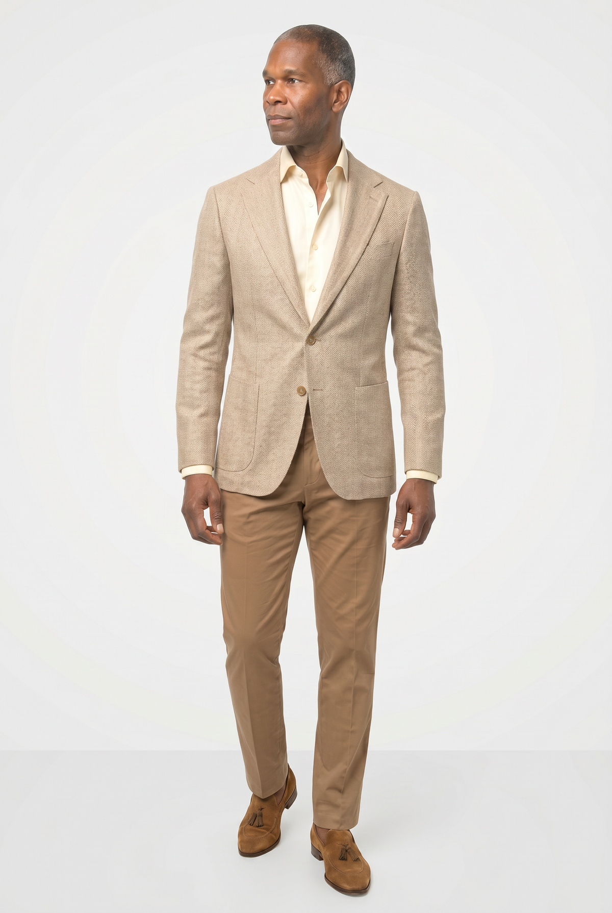 Solbiati Linen Herringbone Blazer - Light Tan