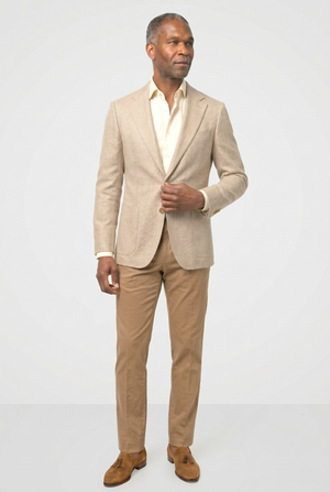 Solbiati Linen Herringbone Blazer - Light Tan