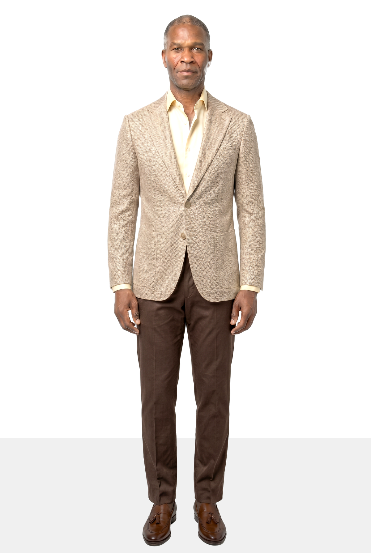 Solbiati Linen Herringbone Blazer - Light Tan