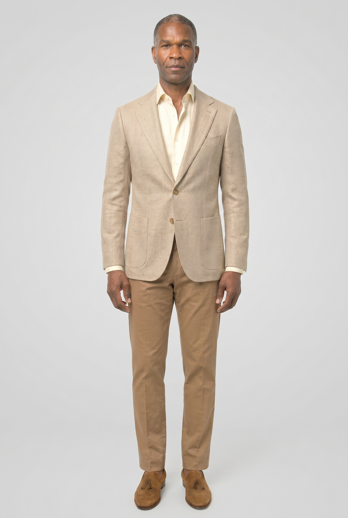 Solbiati Linen Herringbone Blazer - Light Tan