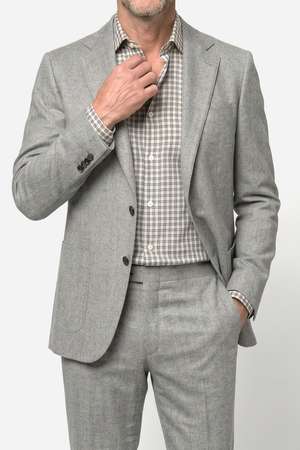 Solbiati Linen Herringbone Suit - Light Gray