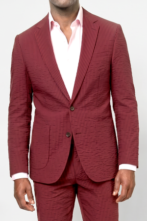 Solbiati Seersucker Suit - Burgundy