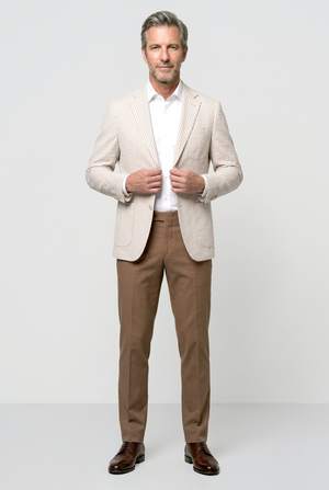Striped English Seersucker Blazer - Tan