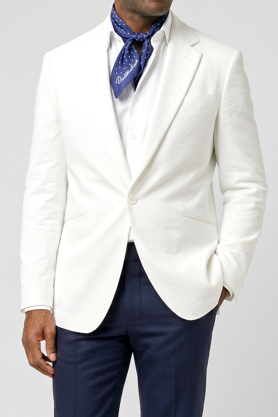 Striped English Seersucker Blazer - White