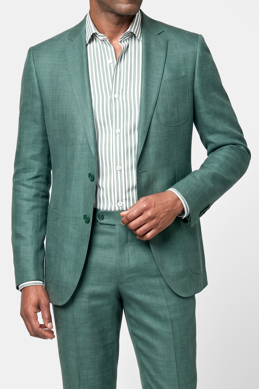 Summer Wool / Silk / Linen Suit - Green