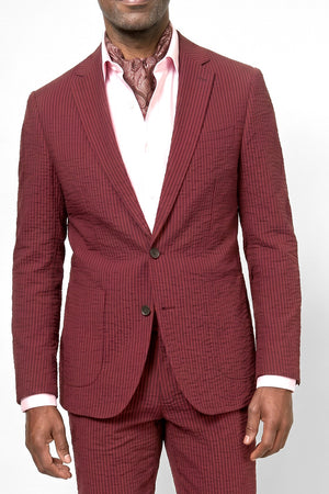 Solbiati Seersucker Suit - Burgundy