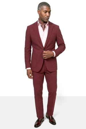 Solbiati Seersucker Suit - Burgundy