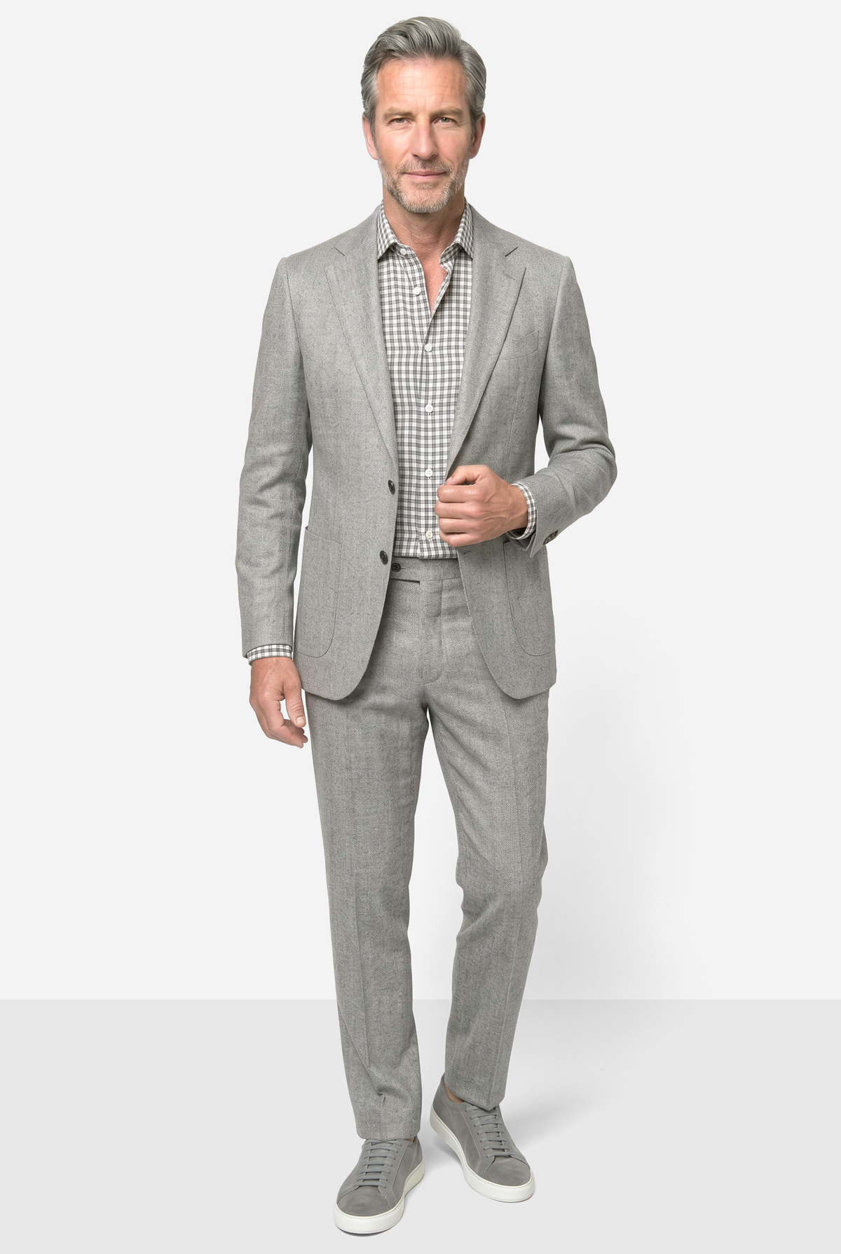 Solbiati Linen Herringbone Suit - Light Gray
